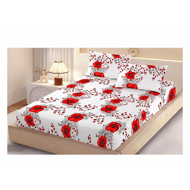 Set husa/cearceaf cu elastic Finet Gros NufJoy® pentru saltea 160x200 cm si 2 fete perna 50x70 cm HPRO11