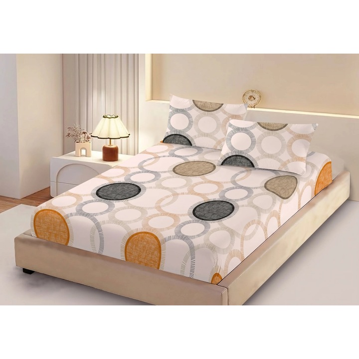 Set husa/cearceaf cu elastic Finet Gros NufJoy® pentru saltea 160x200 cm si 2 fete perna 50x70 cm HPRO16