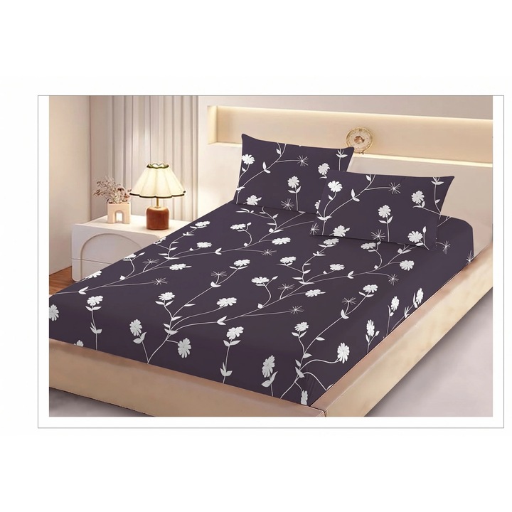 Set husa/cearceaf cu elastic Finet Gros NufJoy® pentru saltea 160x200 cm si 2 fete perna 50x70 cm HPRO26