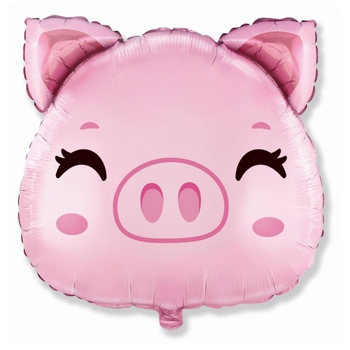 Balon folie Godan, mylar cap de purcelus 60 cm, pentru heliu, multicolor, 1 buc