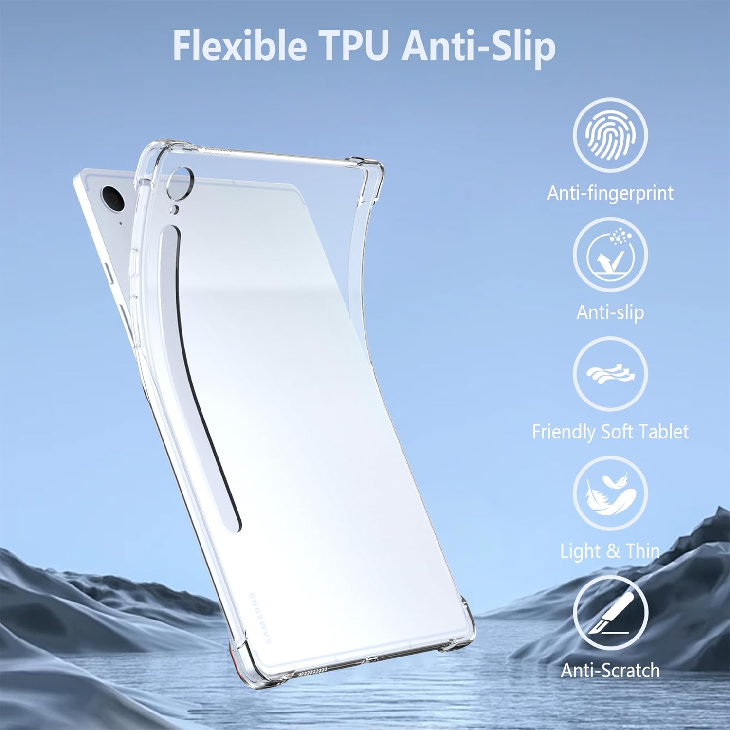 Husa Antisoc compatibila cu Samsung Galaxy Tab S10 Lite/S10 FE/S9 FE 10.9inch, Transparent