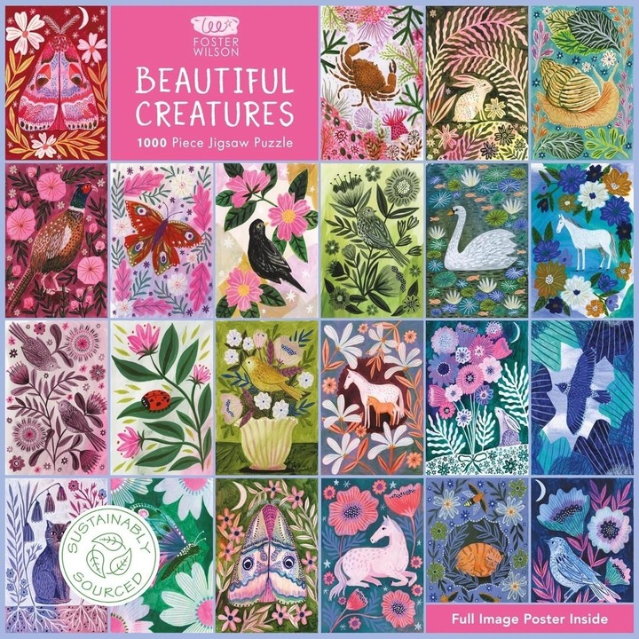 Пъзел Flame Tree Beautiful Creatures Lee Foster Wilson, детайлни цветни илюстрации, включен постер, многоцветен, 1000 части