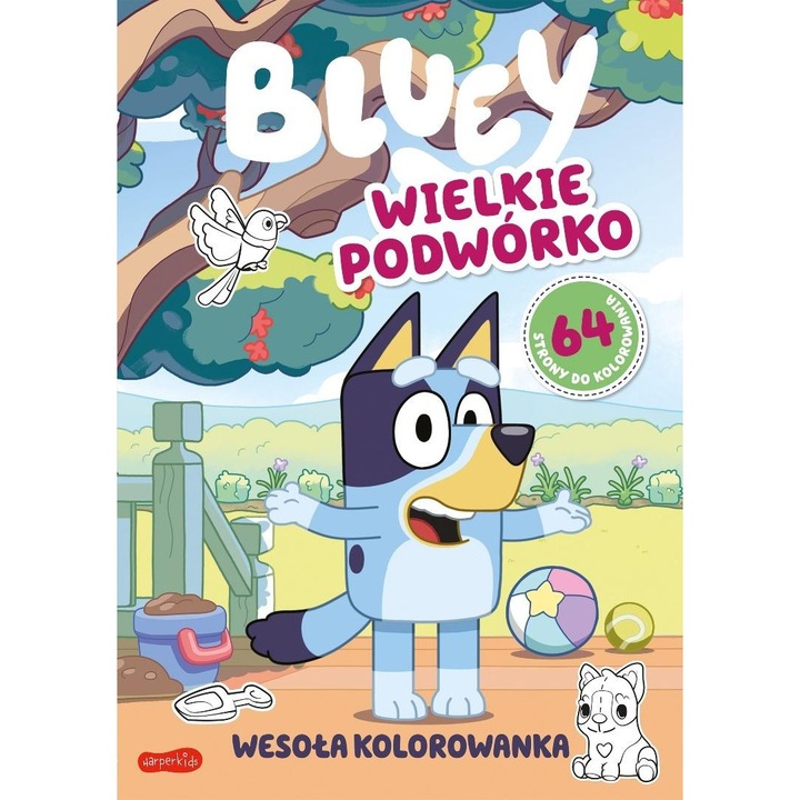 Bluey Wielkie podworko, Harperkids, carte de colorat, 64 pagini