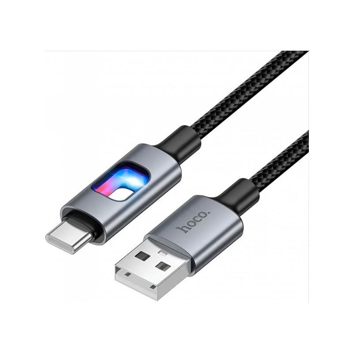 Cablu Date si Incarcare USB-A - USB-C HOCO U144 Led 18W 1.2m Negru