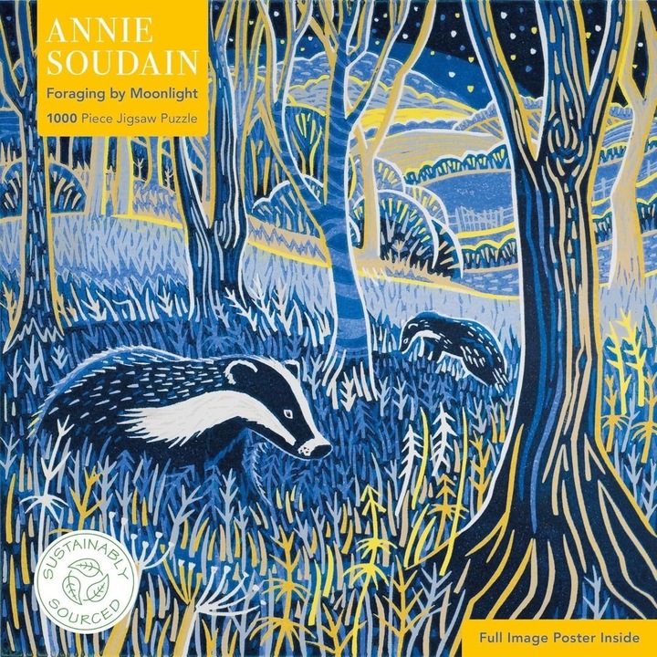 Пъзел Flame Tree Foraging by Moonlight Annie Soudain, пъзел с включен постер, от устойчив картон, Многоцветен, 1000 части