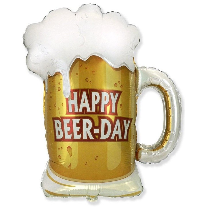 Балон от фолио Godan Happy Beer Day, метализиран балон във формата на халба бира, Flexmetal, многоцветен, 61 см