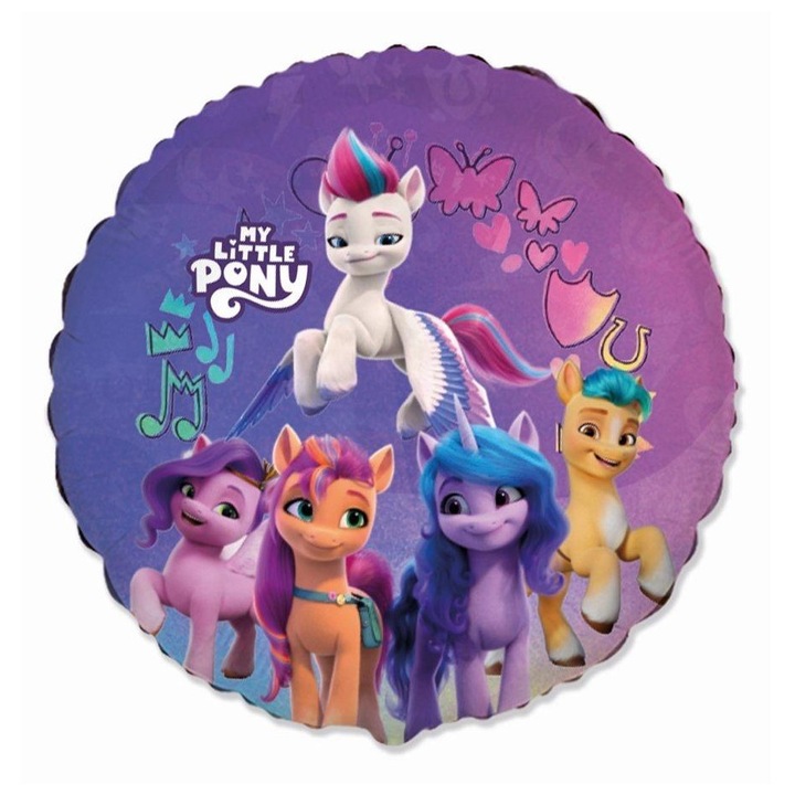 Балон от фолио Godan My Little Pony Flexmetal, кръгъл 46 см, лицензиран, многоцветен, 1 бр