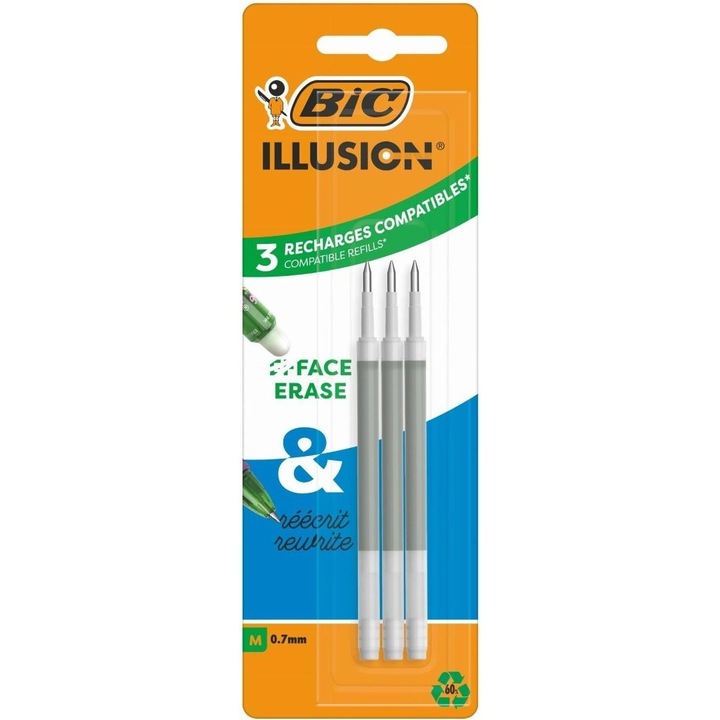 BIC Illusion gélbetét 0,7mm zöld, 3 db-os készlet
