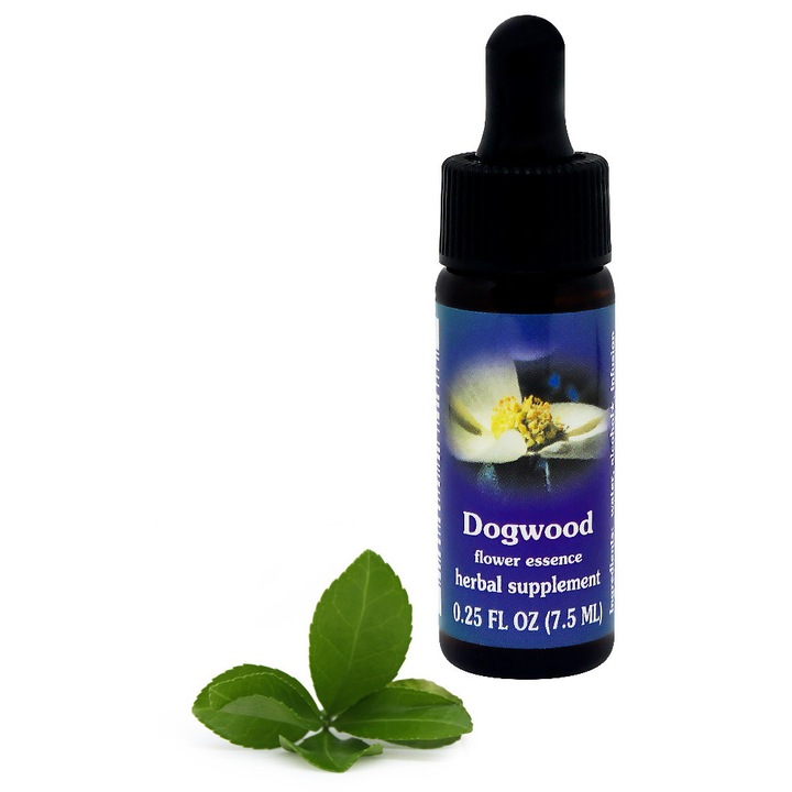 Esenta florala (flower essence) Flower Essence Services Dogwood (Cornus nuttallii), pentru echilibru emotional, preparat biodinamic cu 20% alcool organic, Maro/Albastru, 7,5 ml