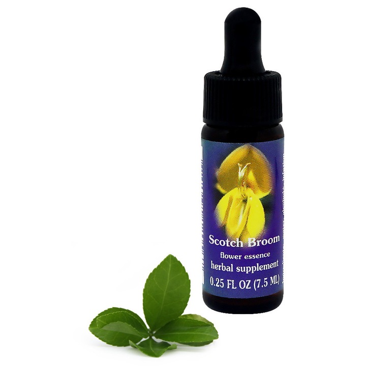 Esenta florala Flower Essence Services Scotch Broom, tinctura florala pentru echilibru emotional, cu alcool de struguri organic 20%, incolor, 7,5 ml
