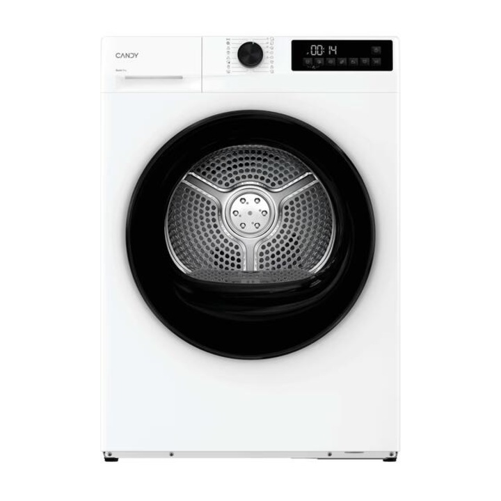 Uscator de rufe slim Candy GDS 7N2B-S, clasa D, 7 kg, pompa de caldura, AI Smart Move, Soft Touch, alb/ hublou negru
