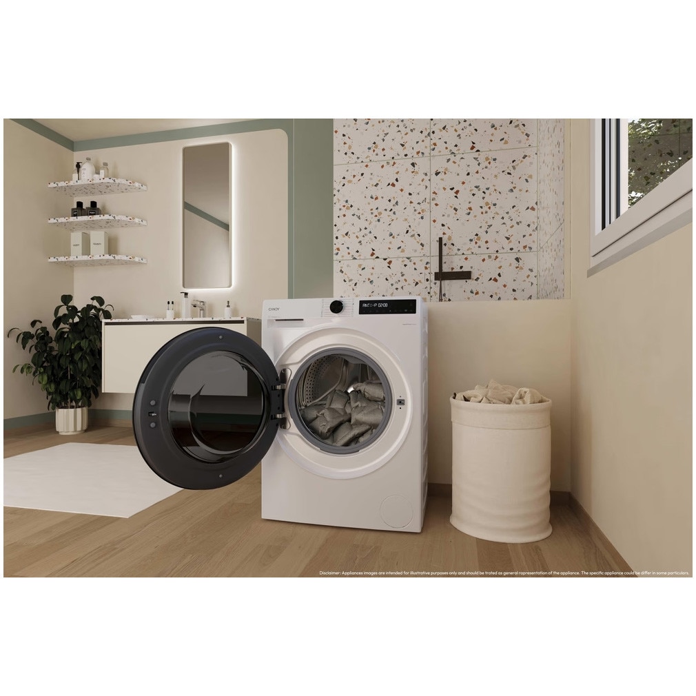 Masina de spalart rufe cu uscator Candy BWR 4138BL8-S, clasa A-20%, 13+8 kg, Motor Inverter, ProActive Wash, WiFi/hOn app, XL Soft Drum, Clean Shield, alba
