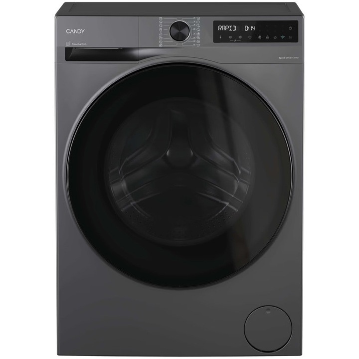 Masina de spalat rufe slim Candy BP 47SBL8G-S, clasa A-20%, 7 kg, Motor Inverter, 1400 rpm, ProActive Wash, WiFi/ hOn app, XL Soft Drum, Clean Shield, antracit