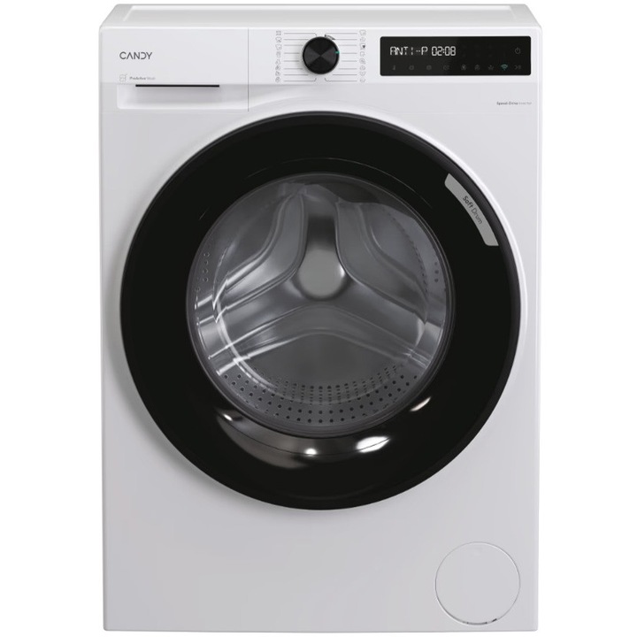 Masina de spalat rufe Candy BP 412BL8-S, clasa A-20%, 12 kg, 1400 rpm, Motor Inverter, ProActive Wash, WiFi/ hOn app, XL Soft Drum, Clean Shield, alba