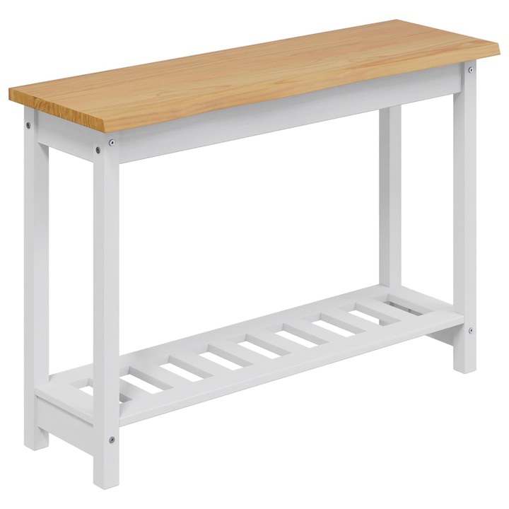 Конзолна маса vidaXL, с рафт със съхранение EKAI Бяло 112 x 35 x 76 см