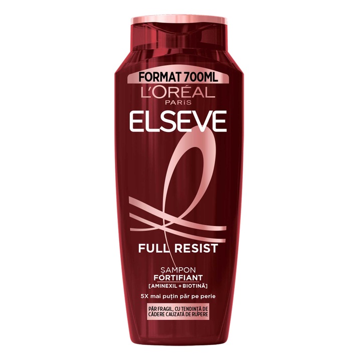 Sampon fortifiant L'Oreal Paris Elseve Full Resist, imbogatit cu Aminexil si Biotina, pentru parul fragil, cu tendinta de cadere cauzata de rupere, 700 ml