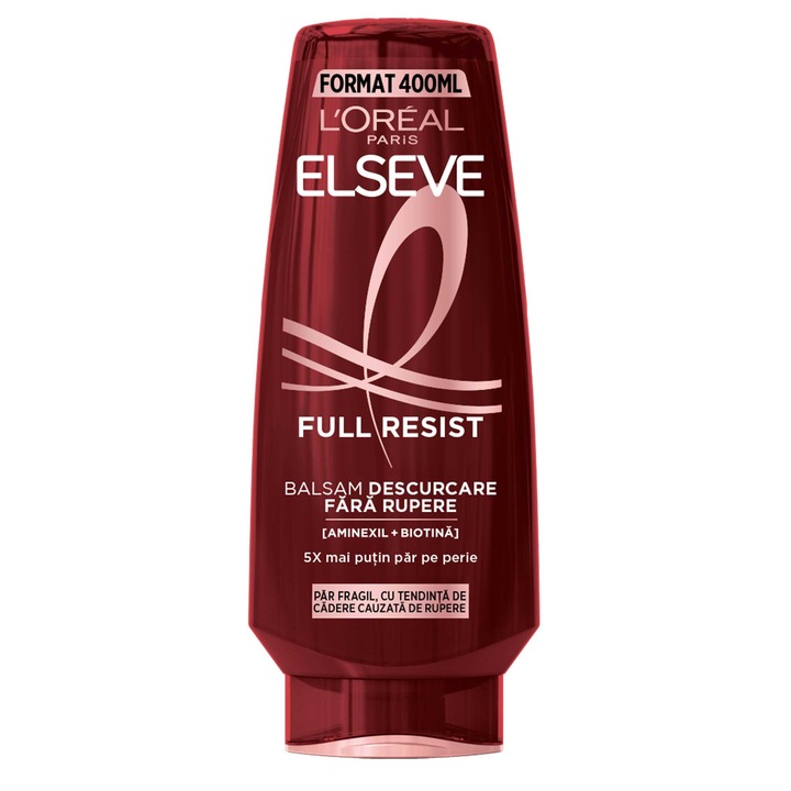 Balsam descurcare fara rupere L'Oreal Paris Elseve Full Resist, imbogatit cu Aminexil si Biotina, pentru parul fragil, 400 ml