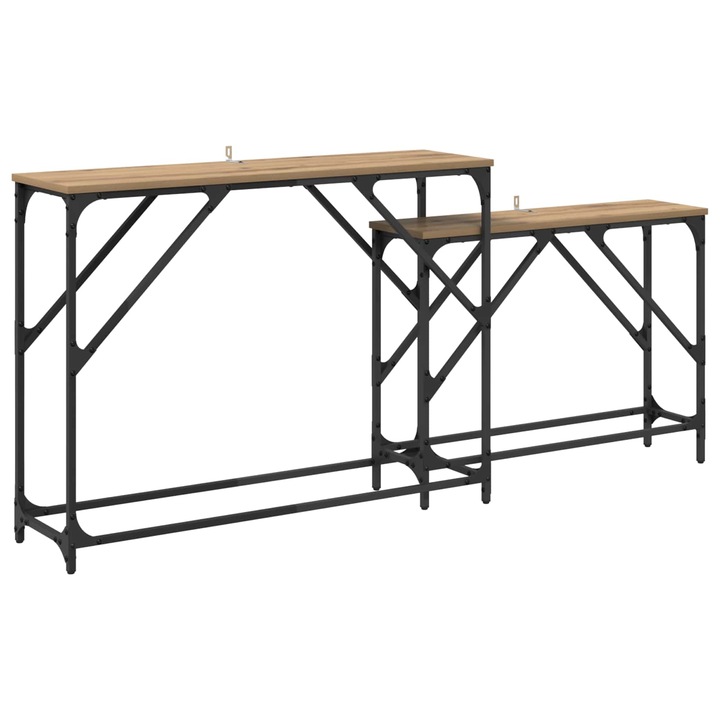 Конзолна маса vidaXL, 2 pcs Дъб 100 x 28 x 75 см Инженерно дърво
