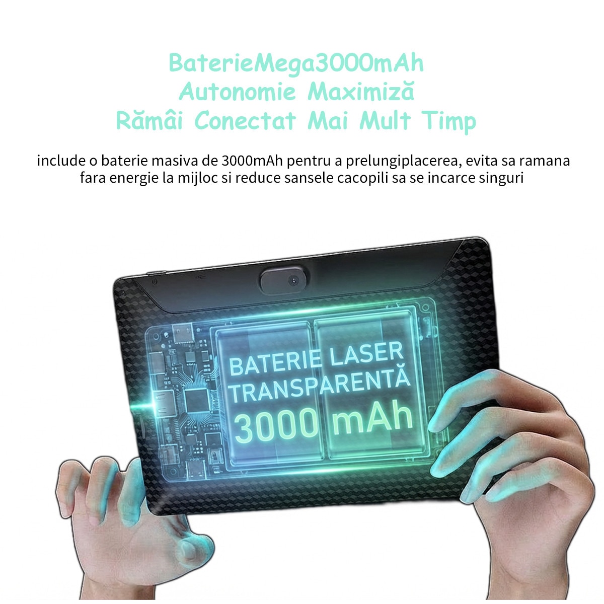 Tableta pentru copii, Ginawe, 8 inch, Android 13, 3-12 ani, 8GB RAM, 128GB ROM (extensibila la 256GB), Software pentru copii preinstalat, Mod de control parental online, Bluetooth, WiFi, albastru, include husa de protectie