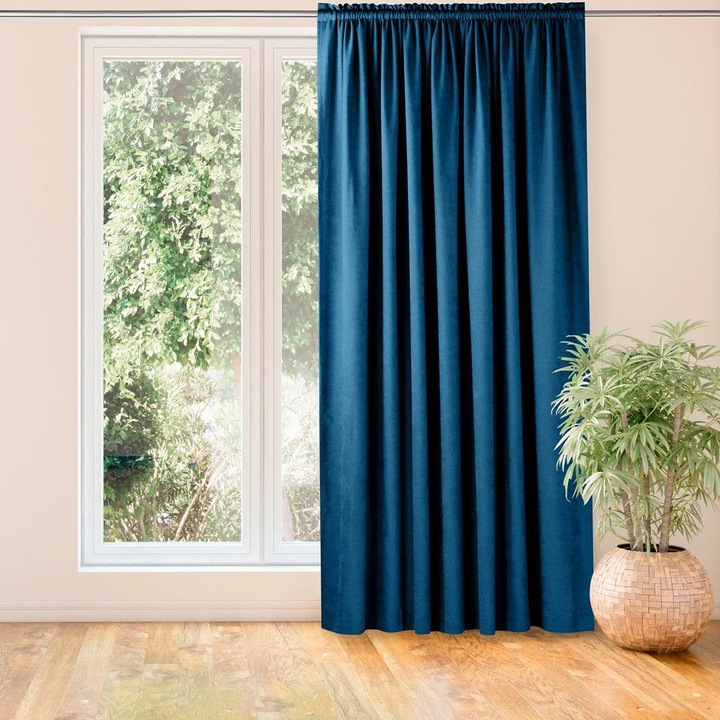 Sötétkék chenille függöny 420×225 cm