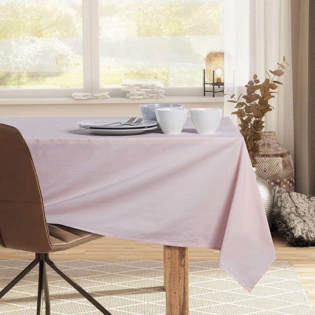 Fată de masă DK PURE 140x140 cm roz pudra, textil, pătrată - eMAG.ro