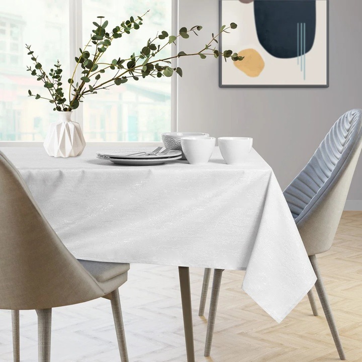 Fehér asztalterítő, 30x80cm, textil, téglalap alakú