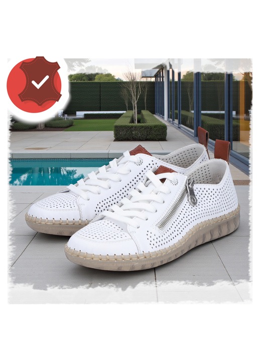 Pantofi Dama, Rieker, Piele, Ajurate, Respirabile, Confortabile, De Vara, Albe, Alb