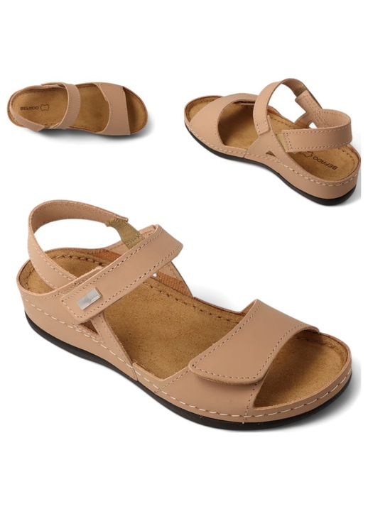 Sandale Dama, Befado, Piele, Cu Arici, Confortabile, De Vara, Ortopedice, Bej, Alb