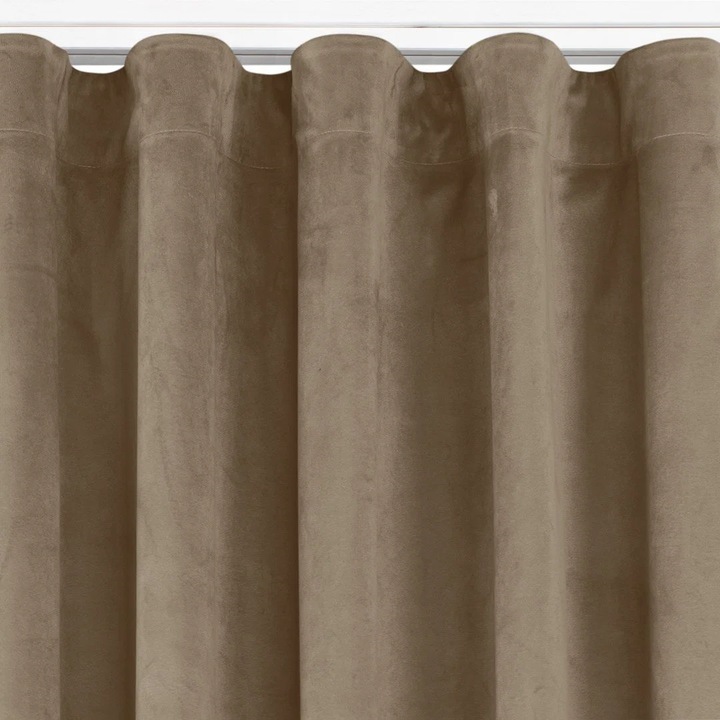 Usi de fereastra 400×175 cm, din catifea de culoare bej