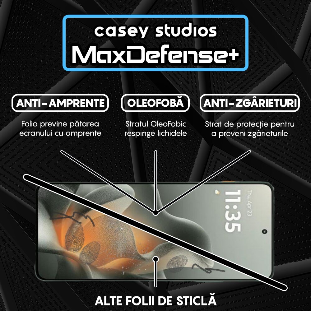 Folie Sticla CASEY STUDIOS™ pentru Motorola Edge 70, Full Cover 3D, Full Glue, Duritate Militara, Protectie Profesionala Ecran 3D, Anti Zgarieturi, Margini Negre