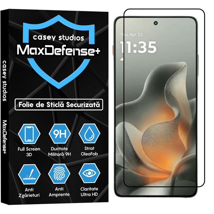 CASEY STUDIOS™ üvegfólia Motorola Edge 70-hez, Teljes Borítás 3D, Teljes Ragasztás, Katonai Keménység, Professzionális 3D Képernyővédelem, Karcálló, Fekete Szélek