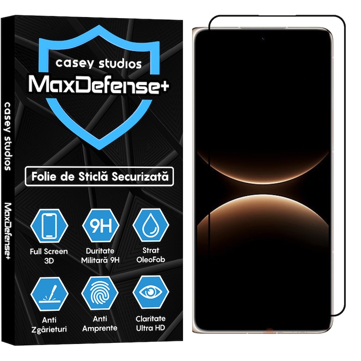 Folie Sticla CASEY STUDIOS™ pentru Huawei Mate X7, Full Cover 3D, Full Glue, Duritate Militara, Protectie Profesionala Ecran 3D, Anti Zgarieturi, Margini Negre
