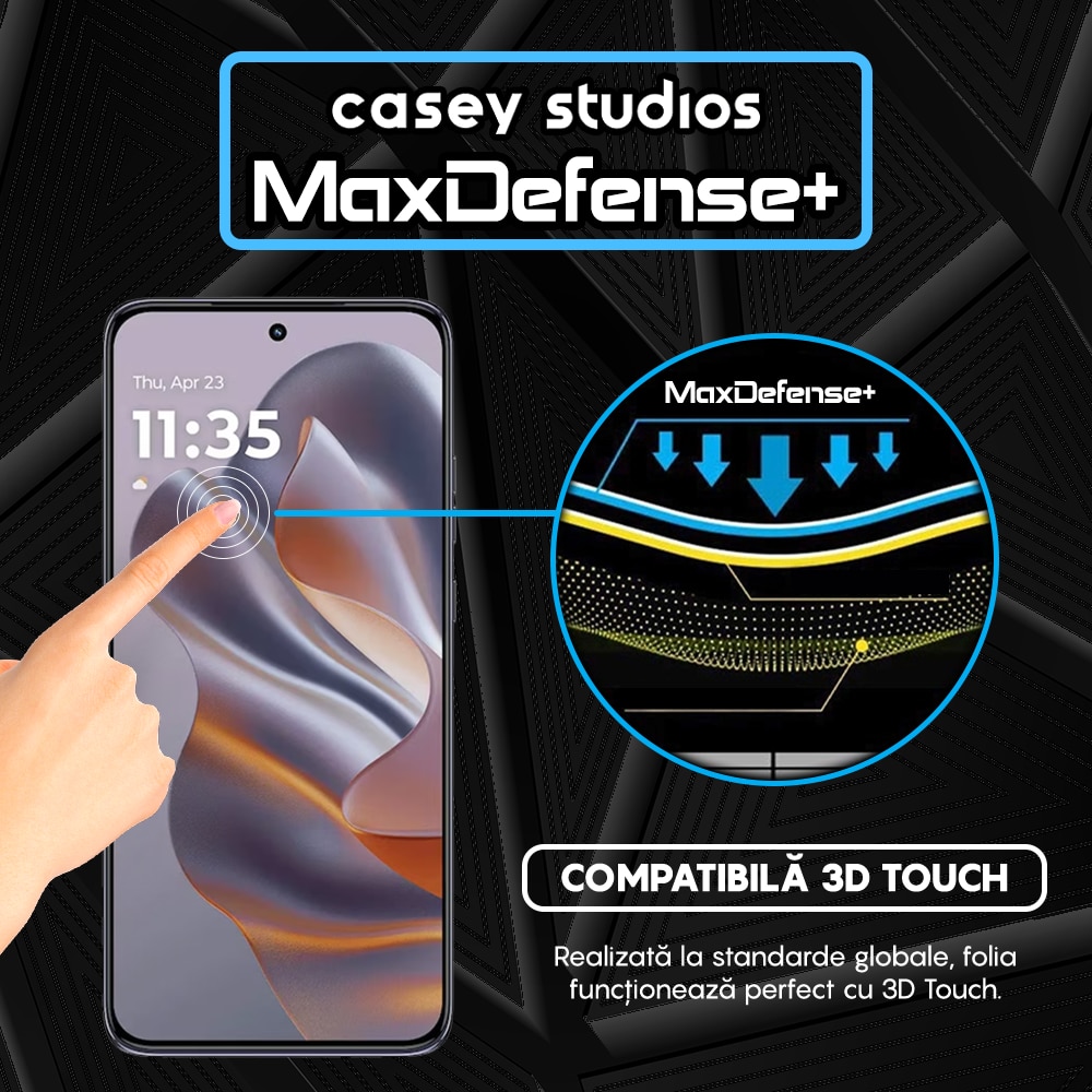 Folie Sticla CASEY STUDIOS™ pentru Motorola Edge 60 Neo, Full Cover 3D, Full Glue, Duritate Militara, Protectie Profesionala Ecran 3D, Anti Zgarieturi, Margini Negre