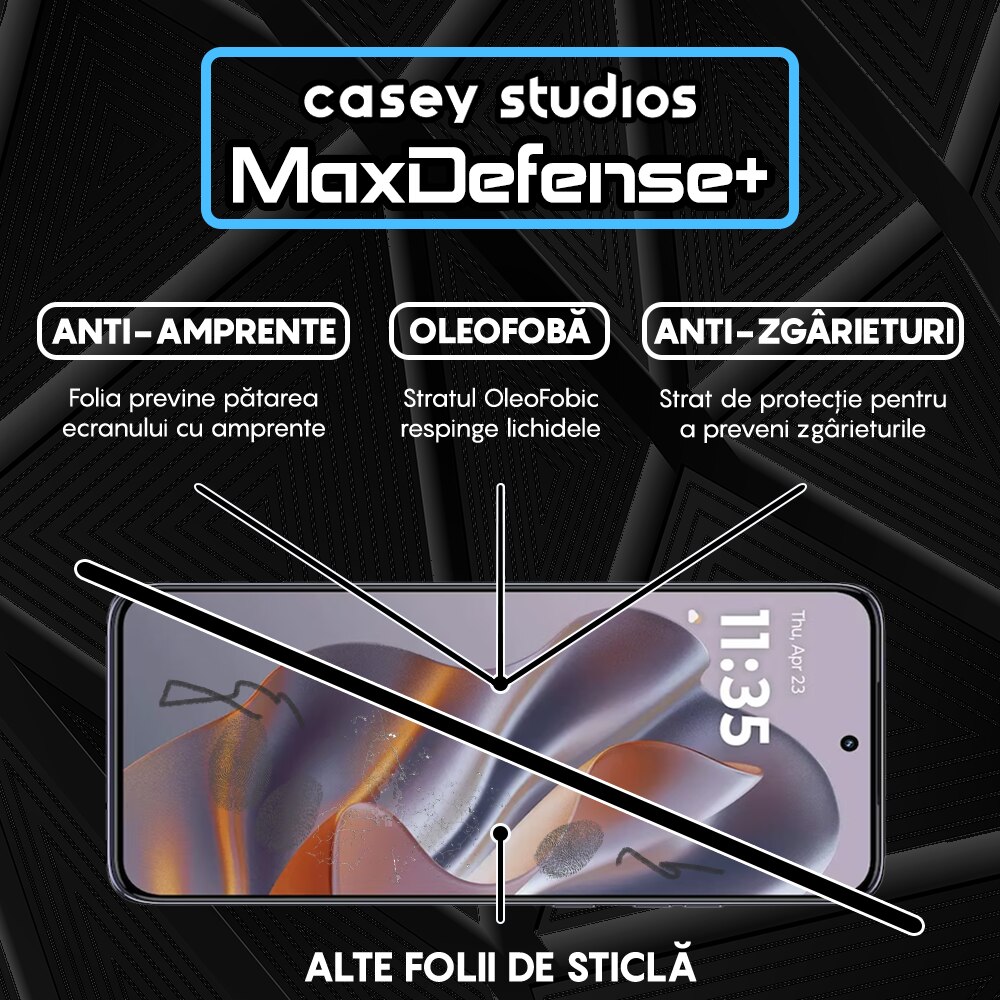 Folie Sticla CASEY STUDIOS™ pentru Motorola Edge 60 Neo, Full Cover 3D, Full Glue, Duritate Militara, Protectie Profesionala Ecran 3D, Anti Zgarieturi, Margini Negre