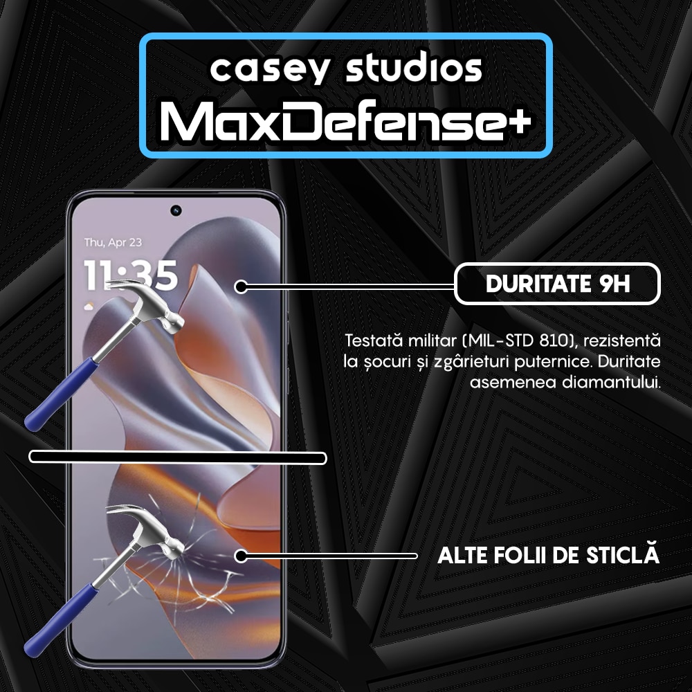 Folie Sticla CASEY STUDIOS™ pentru Motorola Edge 60 Neo, Full Cover 3D, Full Glue, Duritate Militara, Protectie Profesionala Ecran 3D, Anti Zgarieturi, Margini Negre