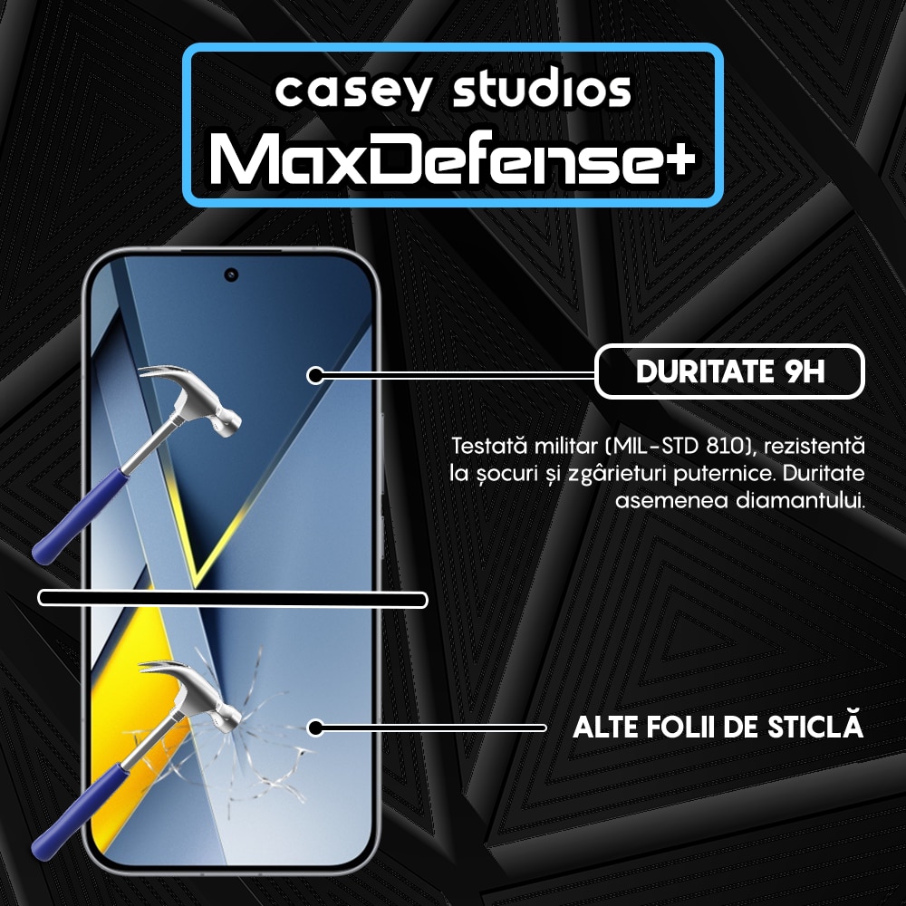 Folie Sticla CASEY STUDIOS™ pentru Xiaomi Poco F8 Ultra, Full Cover 3D, Full Glue, Duritate Militara, Protectie Profesionala Ecran 3D, Anti Zgarieturi, Margini Negre