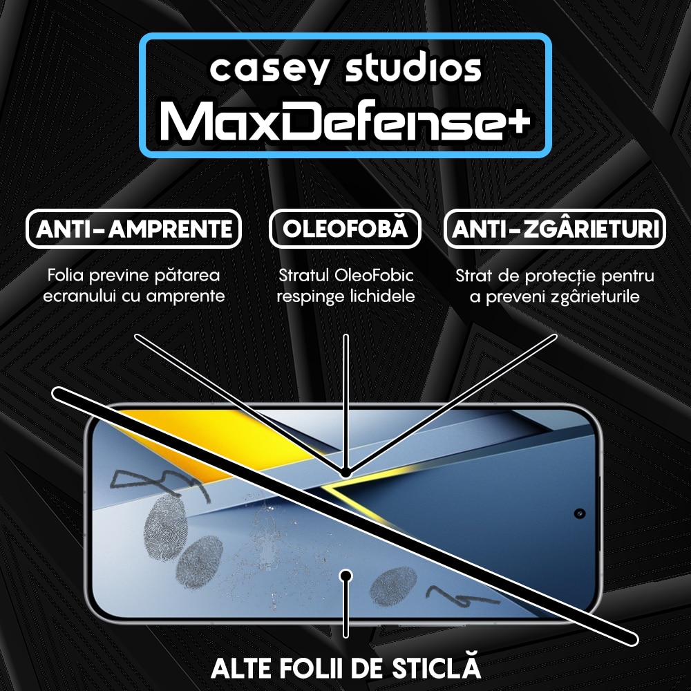 Folie Sticla CASEY STUDIOS™ pentru Xiaomi Poco F8 Ultra, Full Cover 3D, Full Glue, Duritate Militara, Protectie Profesionala Ecran 3D, Anti Zgarieturi, Margini Negre