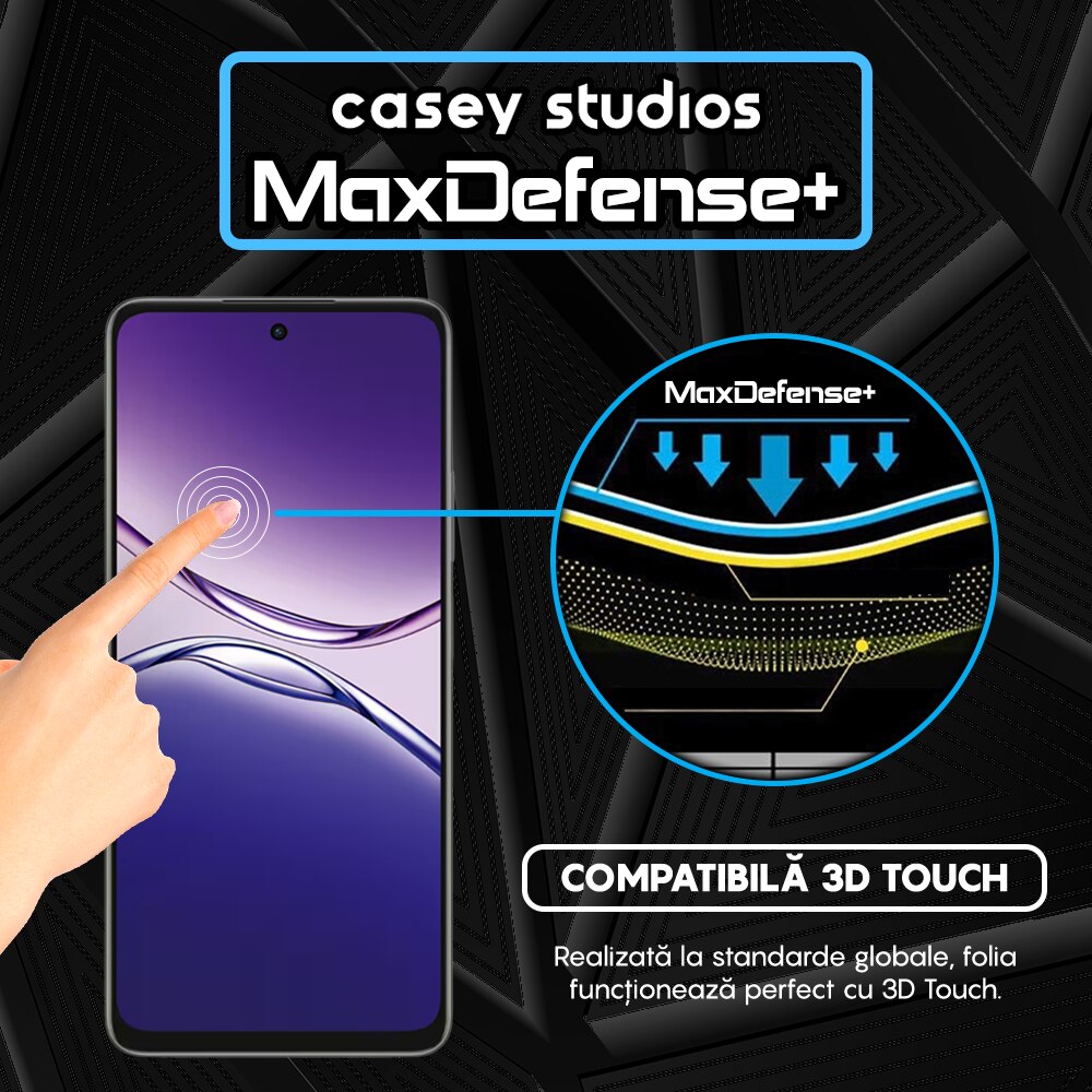 Folie Sticla CASEY STUDIOS™ pentru Oppo A5m, Full Cover 3D, Full Glue, Duritate Militara, Protectie Profesionala Ecran 3D, Anti Zgarieturi, Margini Negre
