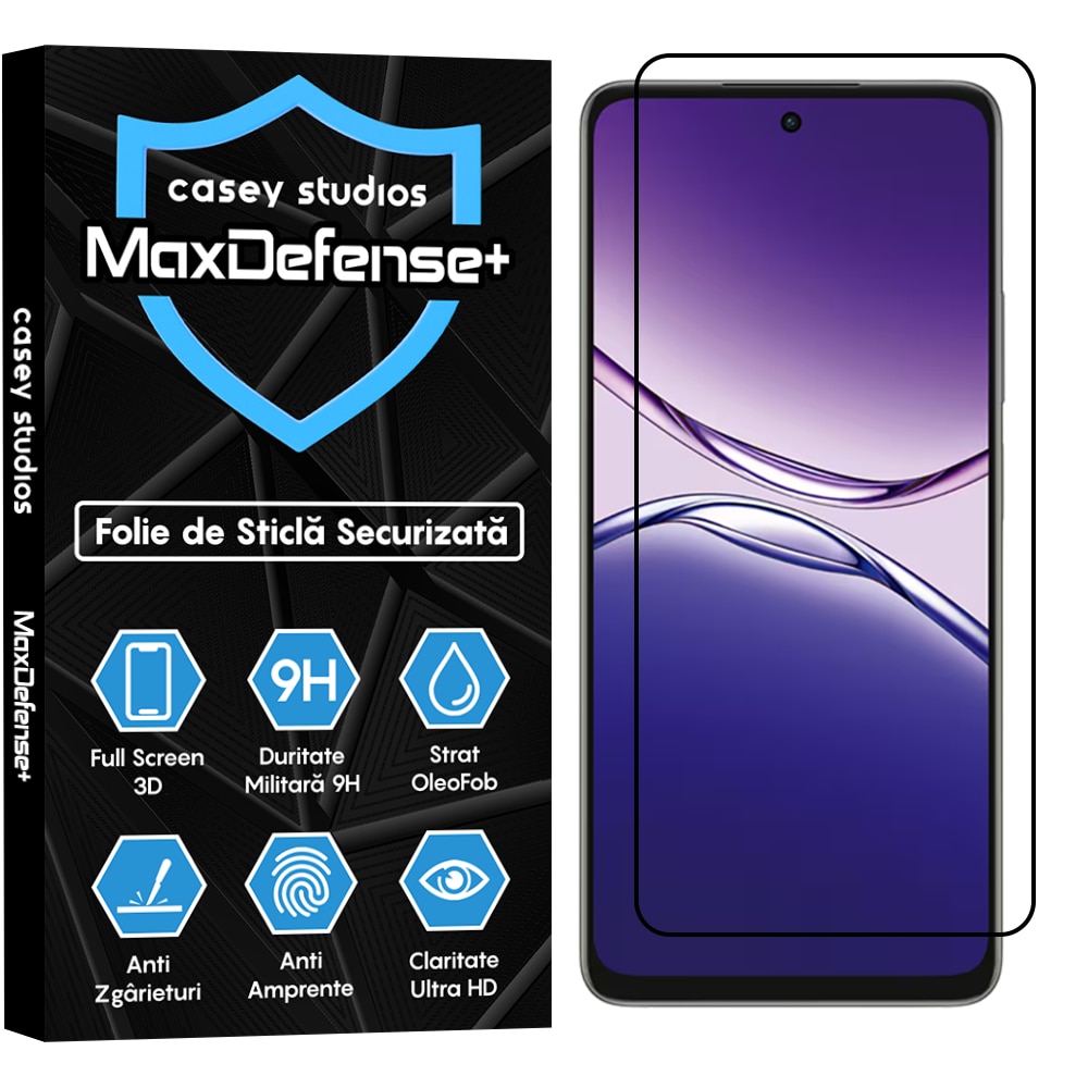 Folie Sticla CASEY STUDIOS™ pentru Oppo A5m, Full Cover 3D, Full Glue, Duritate Militara, Protectie Profesionala Ecran 3D, Anti Zgarieturi, Margini Negre