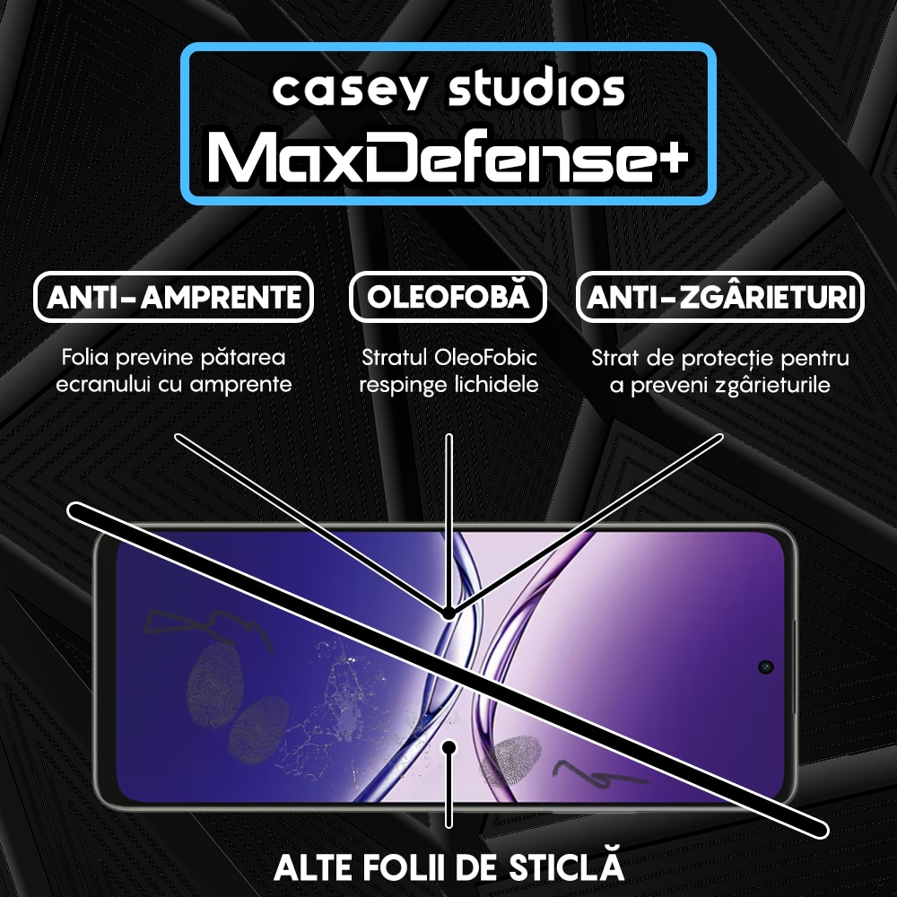 Folie Sticla CASEY STUDIOS™ pentru Oppo A5m, Full Cover 3D, Full Glue, Duritate Militara, Protectie Profesionala Ecran 3D, Anti Zgarieturi, Margini Negre
