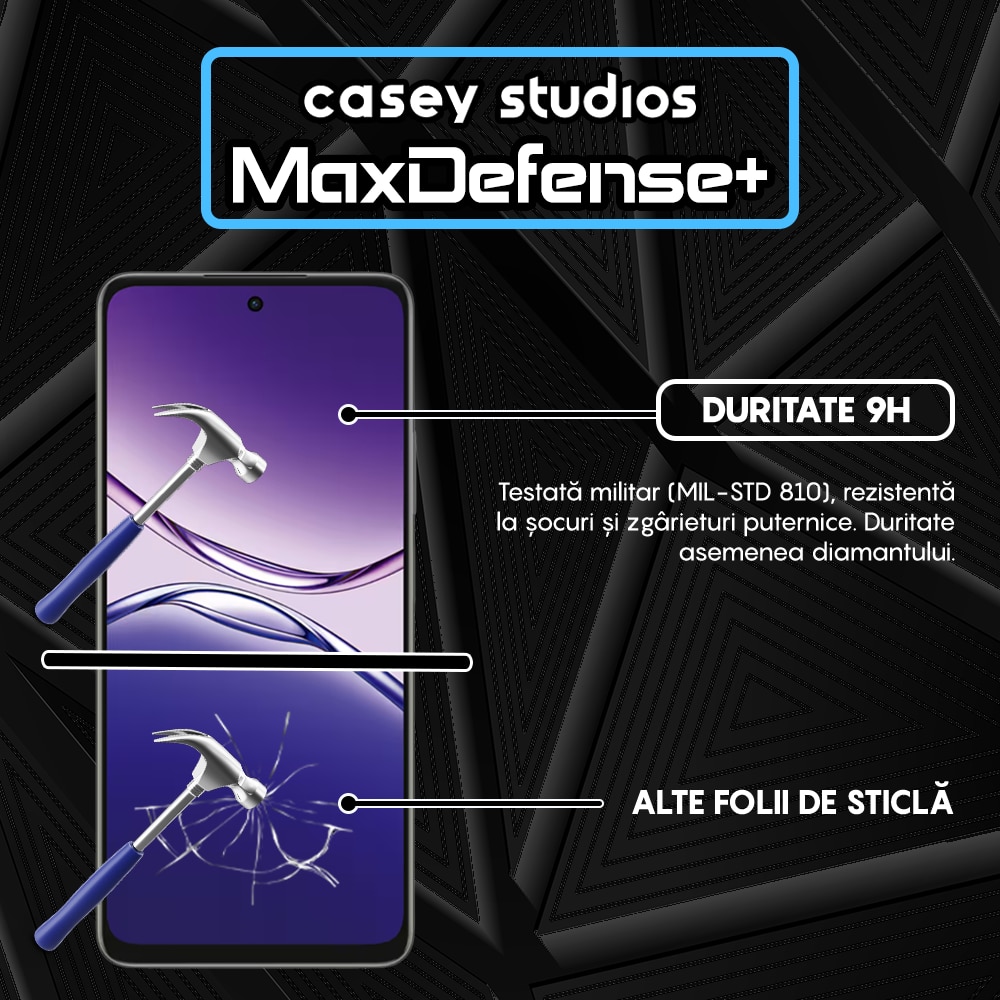 Folie Sticla CASEY STUDIOS™ pentru Oppo A5m, Full Cover 3D, Full Glue, Duritate Militara, Protectie Profesionala Ecran 3D, Anti Zgarieturi, Margini Negre
