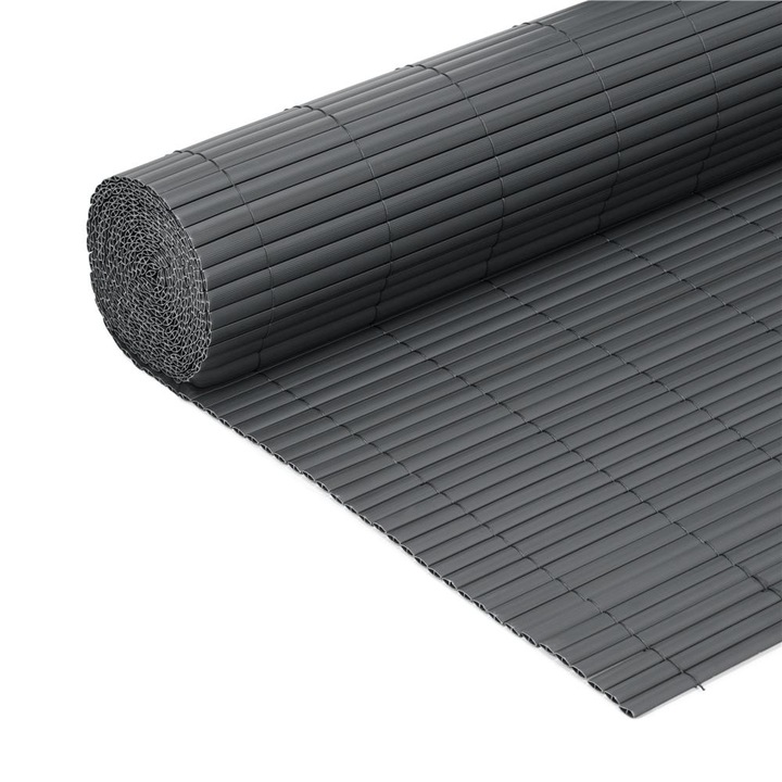 Rola paravan gard PVC cu lamele, 500x160 cm, protectie UV, gri inchis ...