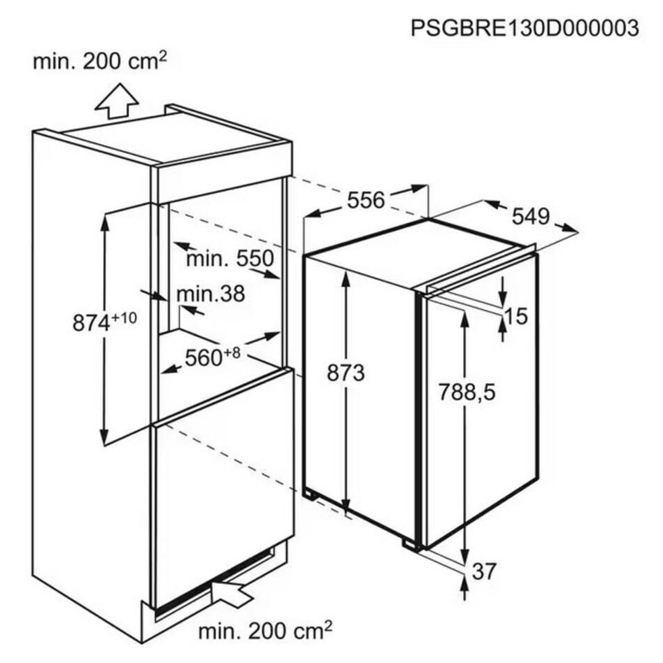 Frigider incorporabil AEG TSK5O88WDF, 137 l