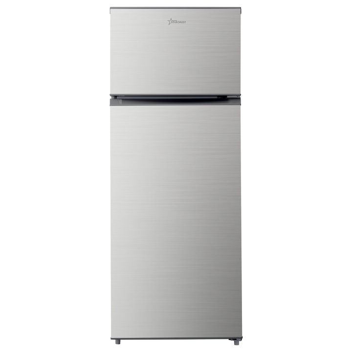 STARCREST SF-210IX-E kétajtós hűtőszekrény, 210 L, E energiaosztály, LED világítás, Ujjlenyomatmentes Inox, Állítható termosztát, Megfordítható ajtók, H 143 cm, Inox