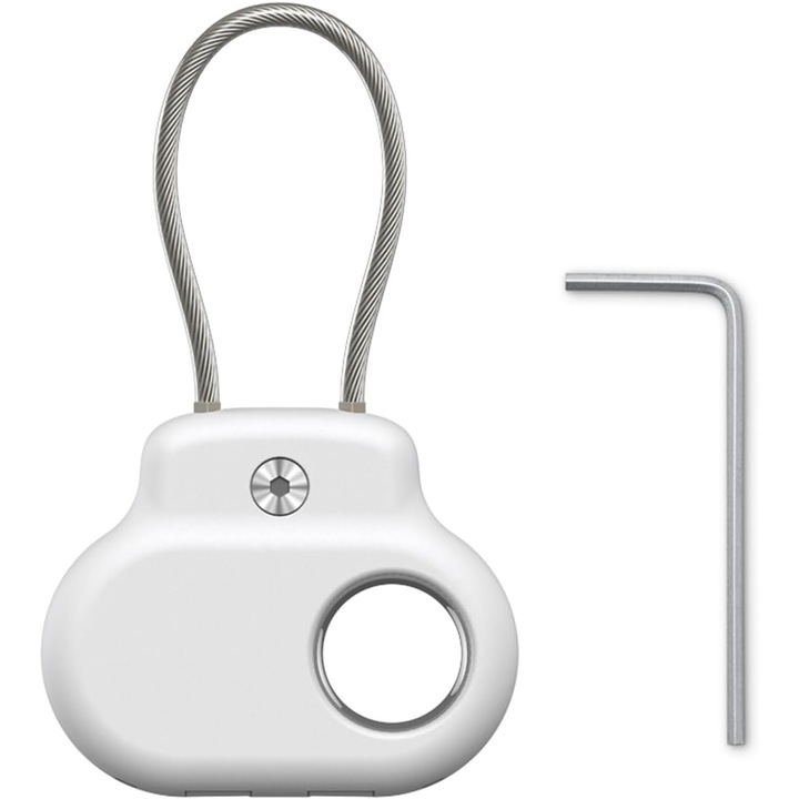 Tok Samsung SmartTag 2-höz fémkábellel - Elvesztés elleni, Karcálló, Kulcstartó állatnyakörvre, kulcsokra, táskára és poggyászra - 360°-os védelem a nyomkövetőnek, Tartós kiegészítő - Fehér