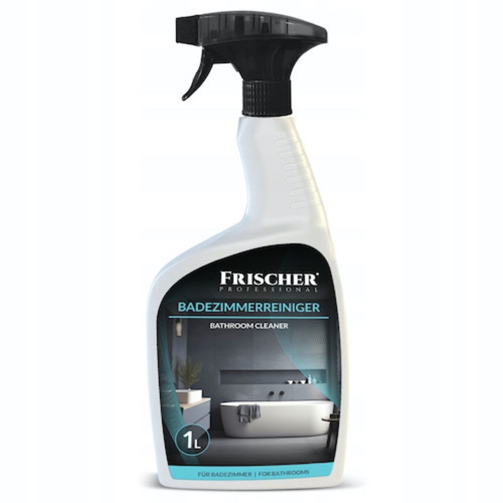 Solutie de curatare pentru baie, Frischer, 1000 ml, ingrediente naturale, parfum proaspat de lamaie, ecologic, eficient in indepartarea depunerilor