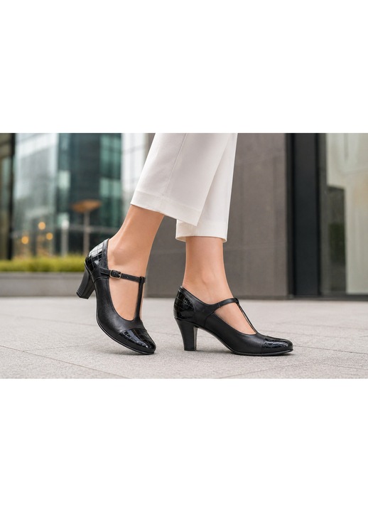 Pantofi eleganti dama decupati din piele naturala 200846, Negru lucios, 40