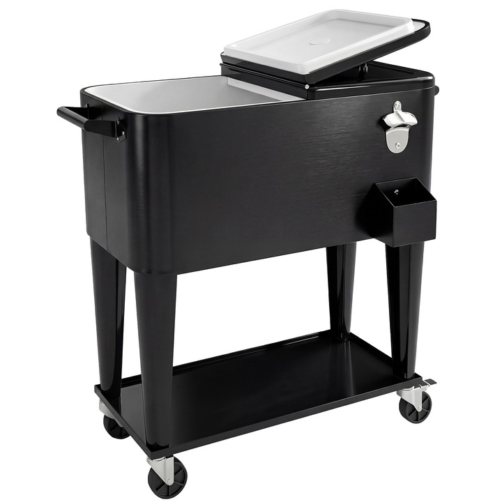 Racitor pentru exterior, Outsunny, Plastic, Otel, 91 x 39 x 84.5 cm, Negru