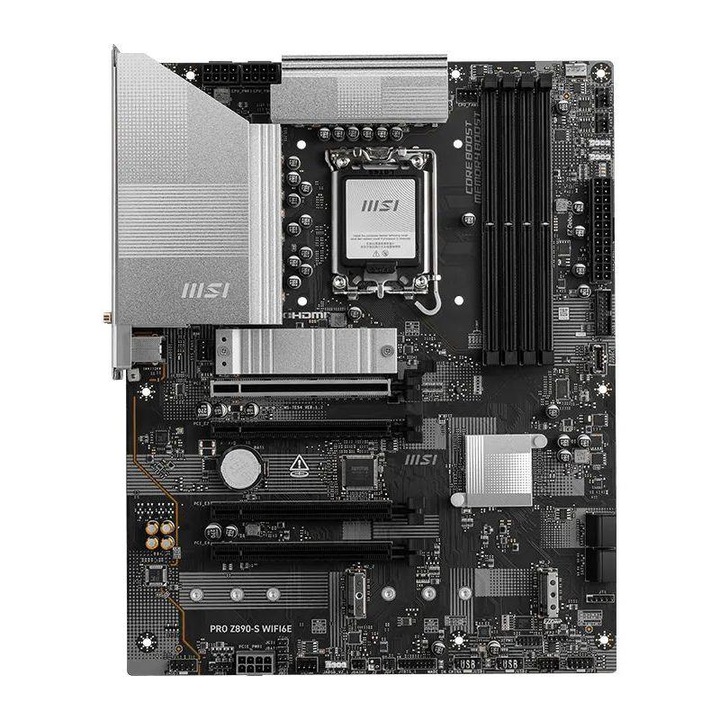 Дънна платка MSI PRO Z890-S WIFI6E, чипсет Z890, LGA 1851, поддръжка на DDR5, PCIe 5.0, M.2, SATA3, WiFi 6E и Bluetooth, Черно/Сребристо, ATX