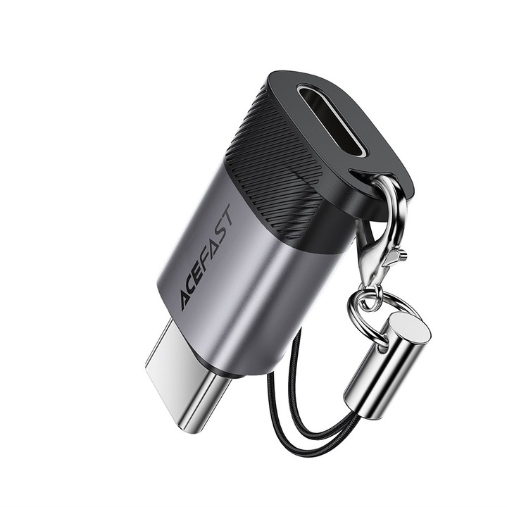 Adaptor AceFast J19, Lightning (F) la USB-C (M), 60W, Transfer date USB2.0, Gri